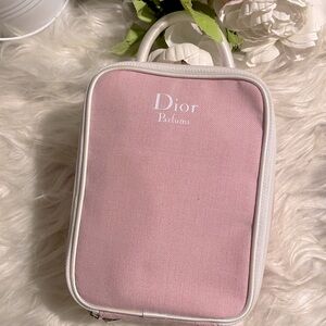 Dior Vintage Pink Cosmetic Case White Satin Handle